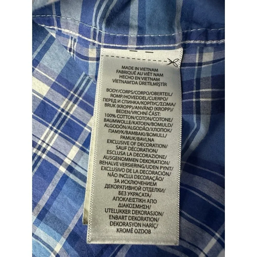Ralph Lauren Performance Plaid Button-Down Shirt - Blue Kid's Size L 14-16
